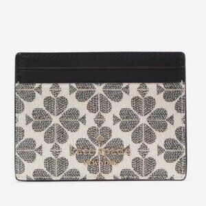 Kate Spade Flower Small Slim Card Holder Black Multi - NWT
